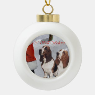 Basset Hound Kerstmis Keramische Bal Ornament