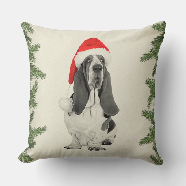 Basset Hound  kerstmis Kussen (Voorkant)
