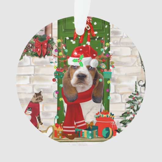 Basset Hound Kerstmis Ornament (voorkant)