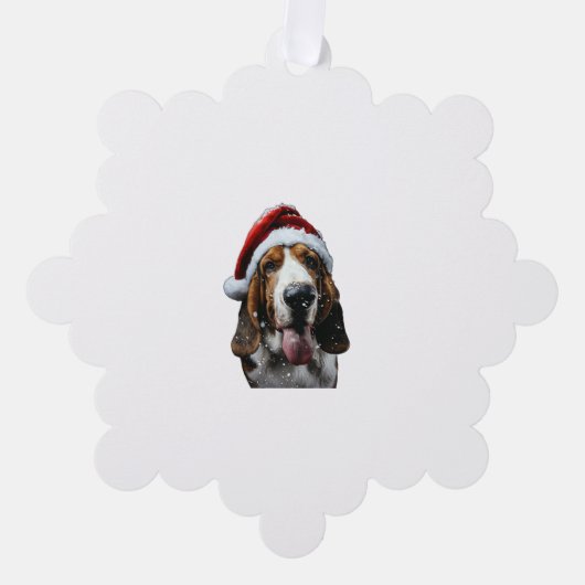 Basset Hound Kerstmis Ornament Kaart (Voorkant)