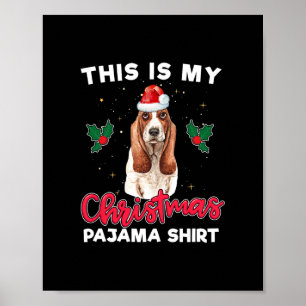 Basset Hound Kerstmis Pyjama Santa hondenliefhebbe Poster