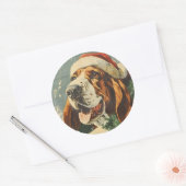 Basset Hound Kerstmis Ronde Sticker (Envelop)