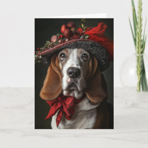 Basset Hound Kerstmis Victoriaanse Hond Feestdagen Kaart