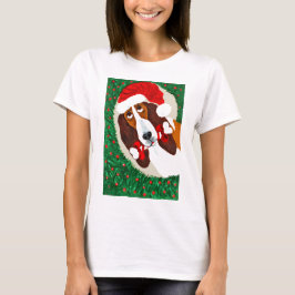 Basset Hound Kerstmis Wreath T-shirt