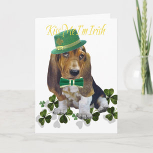 Basset Hound Kiss Me Ik ben Iers Kaart