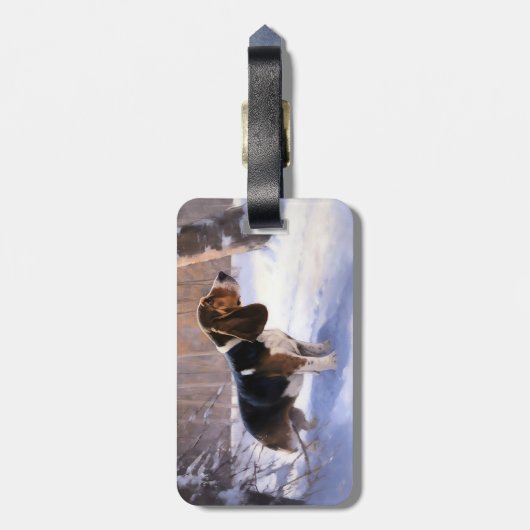 Basset Hound Laat Het Sneeuw Kerstmis Bagagelabel (Achterkant verticaal)