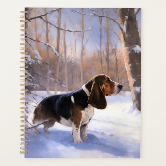 Basset Hound Laat Het Sneeuw Kerstmis Planner (Voorkant)