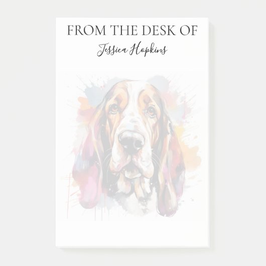 Basset Hound Lover Monogrammed Dog Post-it® Notes (Voorkant)