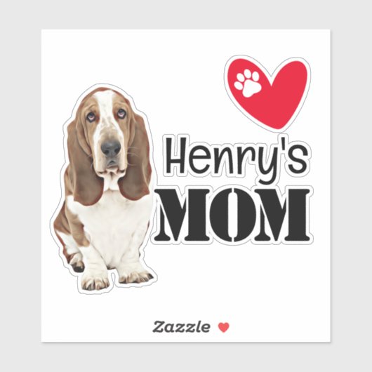 Basset Hound Maman Sticker personnalisé (Feuille)