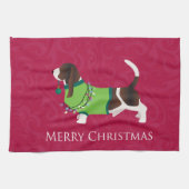 Basset Hound Merry-kerstontwerp Theedoek (Horizontaal)