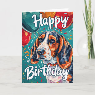 Basset Hound met Ballonnen Verjaardag Kaart
