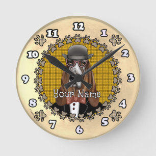 Basset Hound met bril Ronde Klok