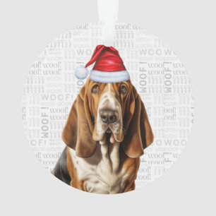 Basset Hound met de naam van Dog en de kerstfoto v Ornament