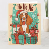 Basset Hound met kerstcadeauboxen Kaart (Voorkant)