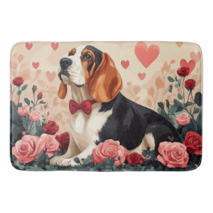 Basset Hound met Rozen - Valentijnsdag Badmat