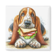 Basset Hound met Sandwich Magneet