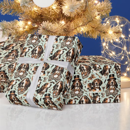 Basset Hound Naadloos Cadeaupapier (Feestdagen)