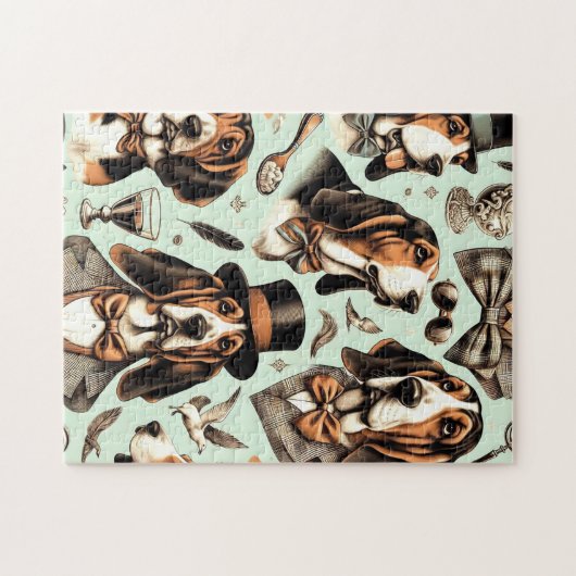 Basset Hound Naadloos Legpuzzel (Horizontaal)