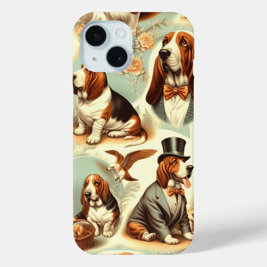  Basset Hound Naadloze Illustratie Case-Mate iPhone Case (Achterkant)
