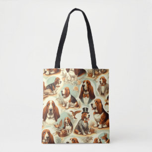 Basset Hound Naadloze Illustratie Draagtas
