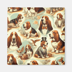  Basset Hound Naadloze Illustratie Magneet