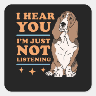 Basset Hound niet-aanbieding   Dog Basset Hounds Vierkante Sticker