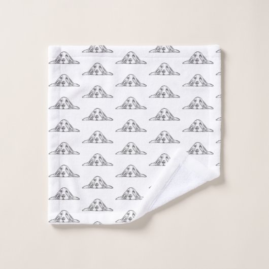 basset hound noir blanc yeux de chiot simple (Gant de toilette)