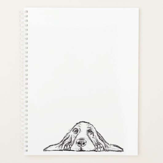 basset hound noir blanc yeux de chiot simple (Devant)