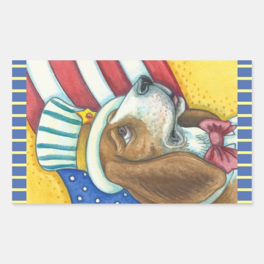 BASSET HOUND ONCLE SAM, CHIENS STICKERS Rec. * Feu (Devant)