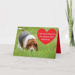 Basset hound op een grappige Valentijnsdag kaart