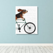 Basset Hound op fiets Canvas Afdruk (Insitu (Houten vloer))