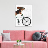 Basset Hound op fiets Canvas Afdruk (Insitu (Woonkamer))