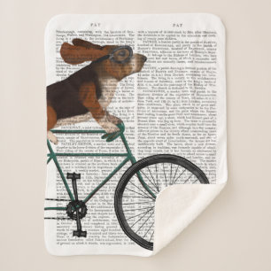 Basset Hound op fiets Sherpa Deken