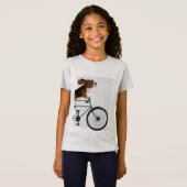 Basset Hound op fiets T-shirt (Voorkant volledig)