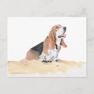 Basset Hound op het Strand Briefkaart