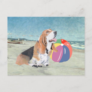Basset Hound op het Strand Briefkaart