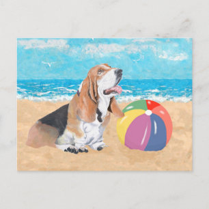 Basset Hound op het Strand Briefkaart