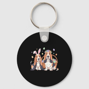 Basset hound paasmand bloemenkroon puppy sleutelhanger