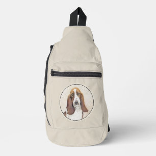 Basset Hound Painting Tri-color Schattigee hondenk Sling Bag