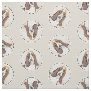 Basset Hound Painting Tri-color Schattigee hondenk Stof