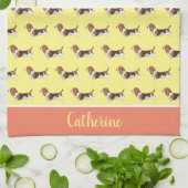 Basset Hound Pattern - Geel Theedoek (Gevouwen)