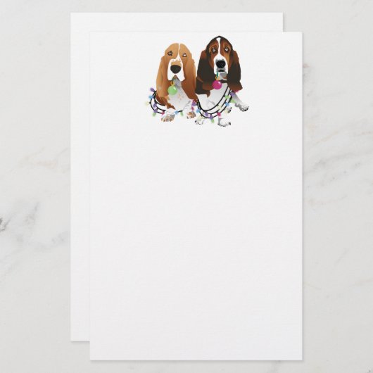 Basset Hound Peace Love Joy-kerstontwerp Briefpapier (Voorkant / Achterkant)