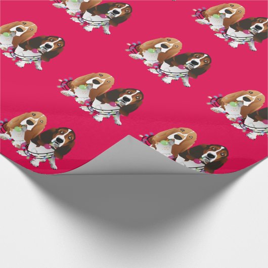 Basset Hound Peace Love Joy-kerstontwerp Cadeaupapier (Hoek)