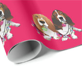 Basset Hound Peace Love Joy-kerstontwerp Cadeaupapier (Rol Hoek)