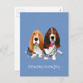 Basset Hound Peace Love Joy-kerstontwerp Feestdagenkaart (Voorkant / Achterkant)