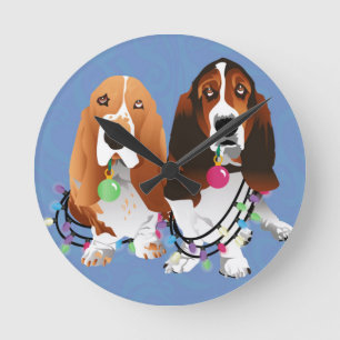 Basset Hound Peace Love Joy-kerstontwerp Ronde Klok