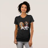 Basset Hound Peace Love Joy-kerstontwerp T-shirt (Voorkant volledig)