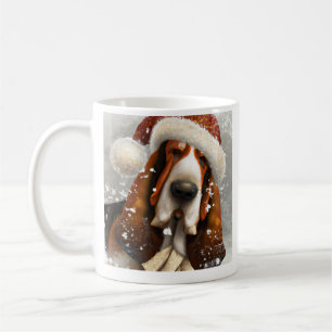 Basset Hound, Père Noël, Mug café de Noël