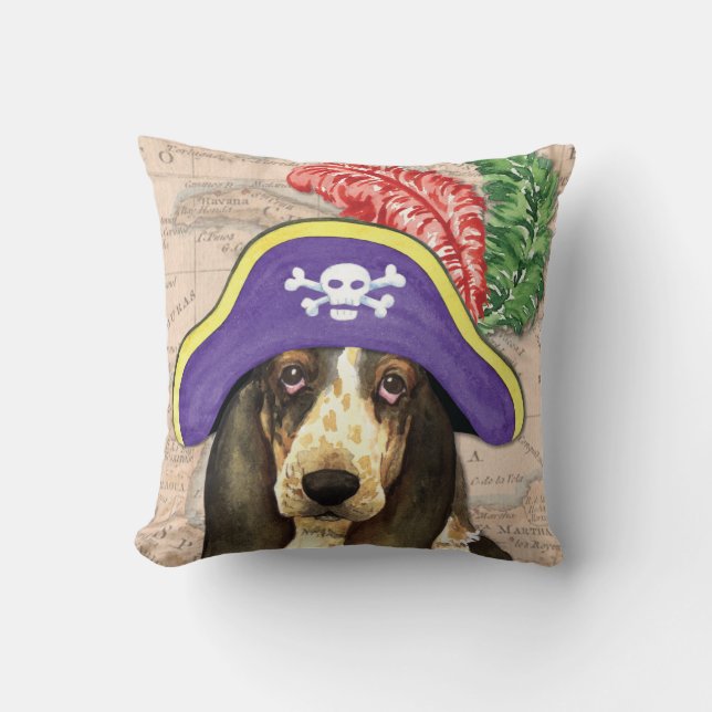 Basset Hound Pirate Kussen (Voorkant)