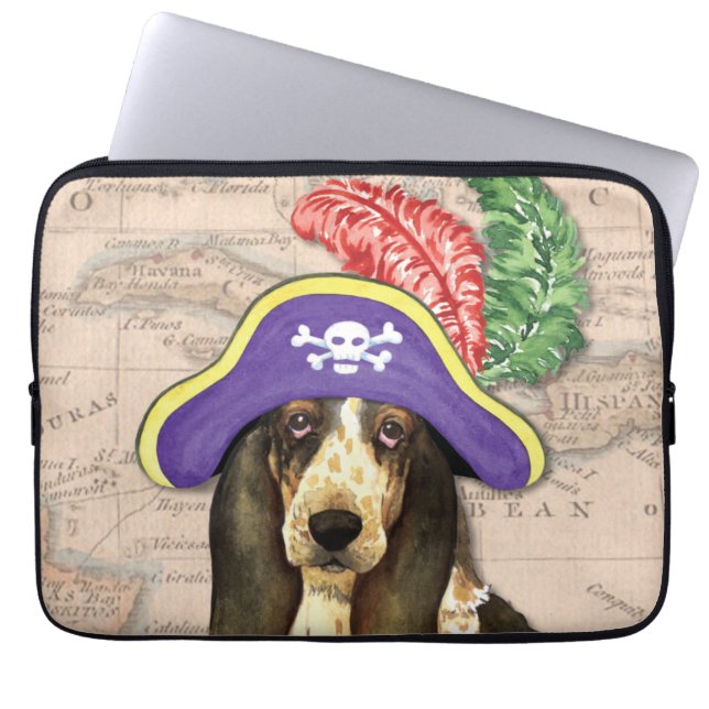 Basset Hound Pirate Laptop Sleeve (Voorkant)